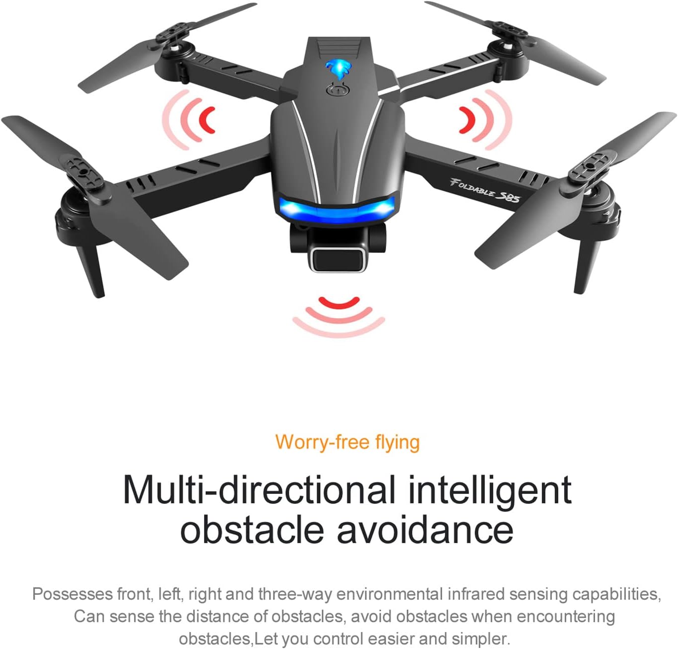 GoolRC S85 RC Drone, Foldable Mini Drone for and Beginners, RC Quadcopter with Obstacle Avoidance, Headless Mode, One KeyTake Off/Landing, Storage Bag and 2 Batteries