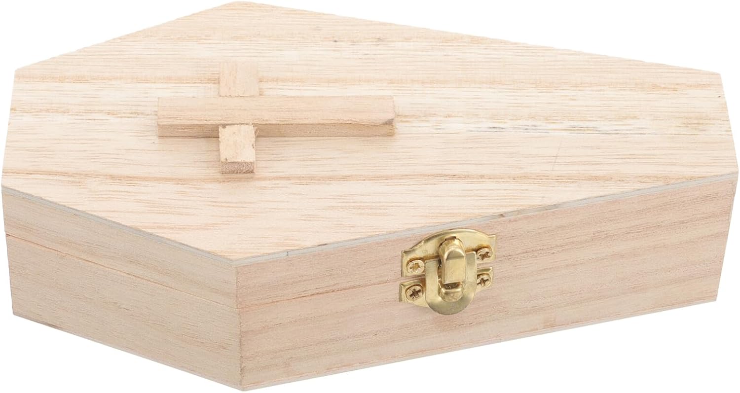 Halloween Coffin Shaped Jewelry Box, Wooden Ornament Organizer