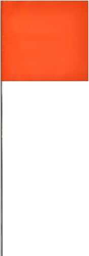 Swanson FOG30100 Banderas de marcado de 2 por 3 pulgadas con varillas de alambre de 30 pulgadas, color naranja, paquete de 100