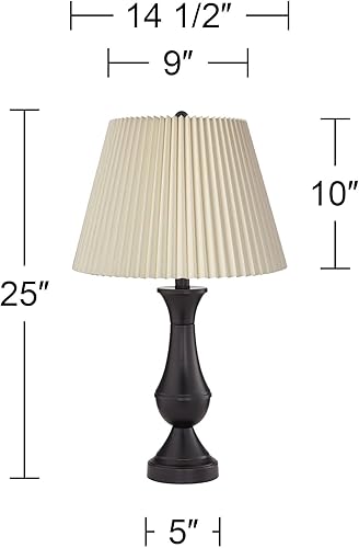 Miniatura 4 de Regency Hill Blakely - Juego de 2 lámparas de mesa táctiles tradicionales con puerto de carga USB de 25 pulgadas de alto, bronce oscuro, metal, LED,