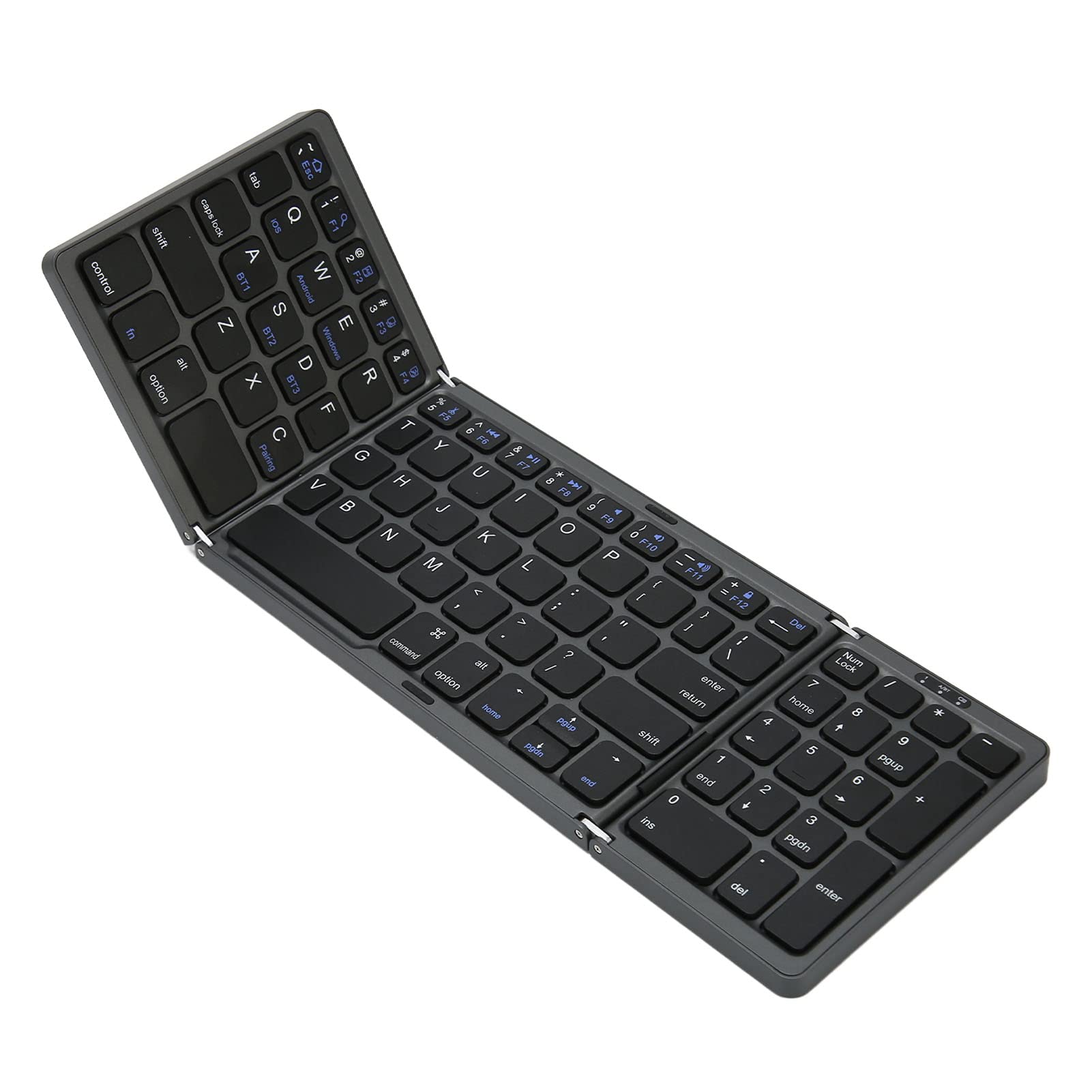 VBESTLIFE Teclado Bluetooth Plegable, 81 Teclas Teclado Inalámbrico Mini BT Portátil Ultra Delgado de Tamaño Completo, Puerto Tipo C, para Android, para , PC, Tableta