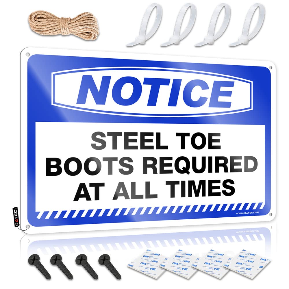 IBWNBBUSN Bar Signs For Home Decor Notice Steel Toe Boots Required At All Times Tin Sign Sarcastic Signs Funny Home Decor(30X40CM)