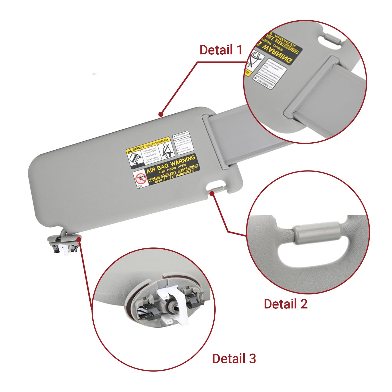OUKENS Aletta parasole, Aletta Parasole Lato Guidatore Sinistro 74320-42501-B2 Adatta per RAV4 2006-2009 Grigio