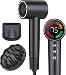 Professional Ionic Hair Dryer, 160,000 RPM High-Speed Brushless Motor, 5X Faster Drying, 500 Million Negative Ions for Anti-Frizz Hair, 9 Heat & Speed Settings, LED Display with Temperature Memory, Dual NTC Temperature Control, 56dB Low Noise, Magnet