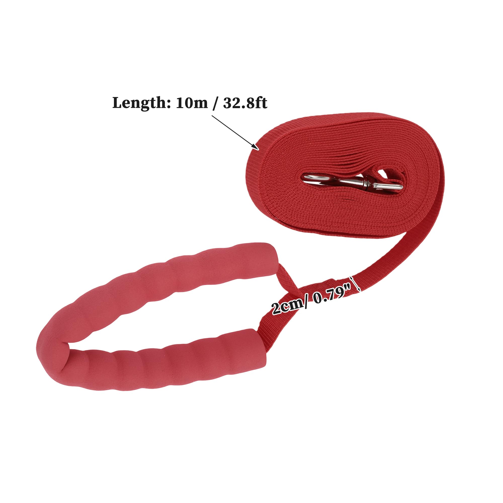 CAPASTEC Guinzaglio per Addestramento Cani, 32.8ft Guinzagli per Cuccioli con Manico in Schiuma, Rosso