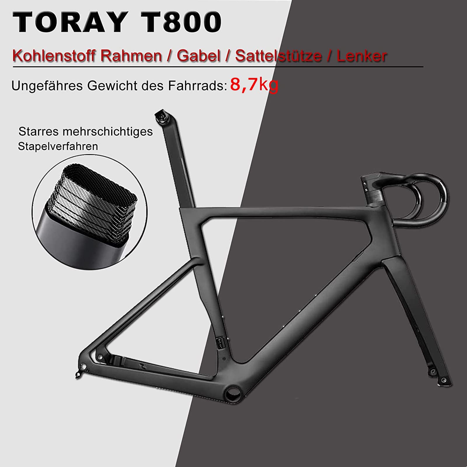 Rennrad Gravel Bike 28 Zoll mit Carbon Rahmen und Gabel, Shimano 22-Gang Scheibenbremse, Carbon Lenker und Sattelstütze für Herren und Damen