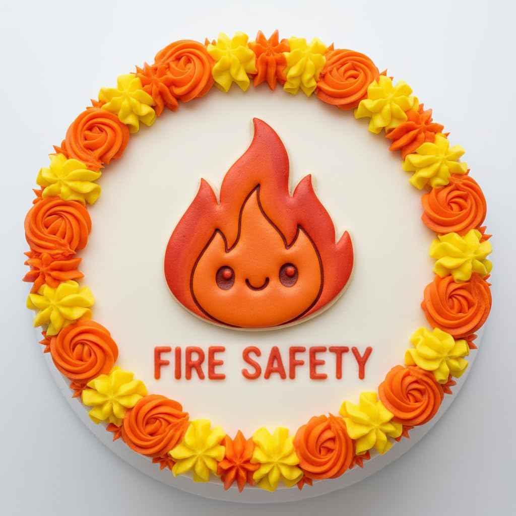 BAKERLOGY Set of 2 Fire Extinguisher & Flame Cookie Cutters – Firefighter Theme Biscuit Cutter Set for Safety Baking, Emergency Cookies, Fondant Decoration Tool