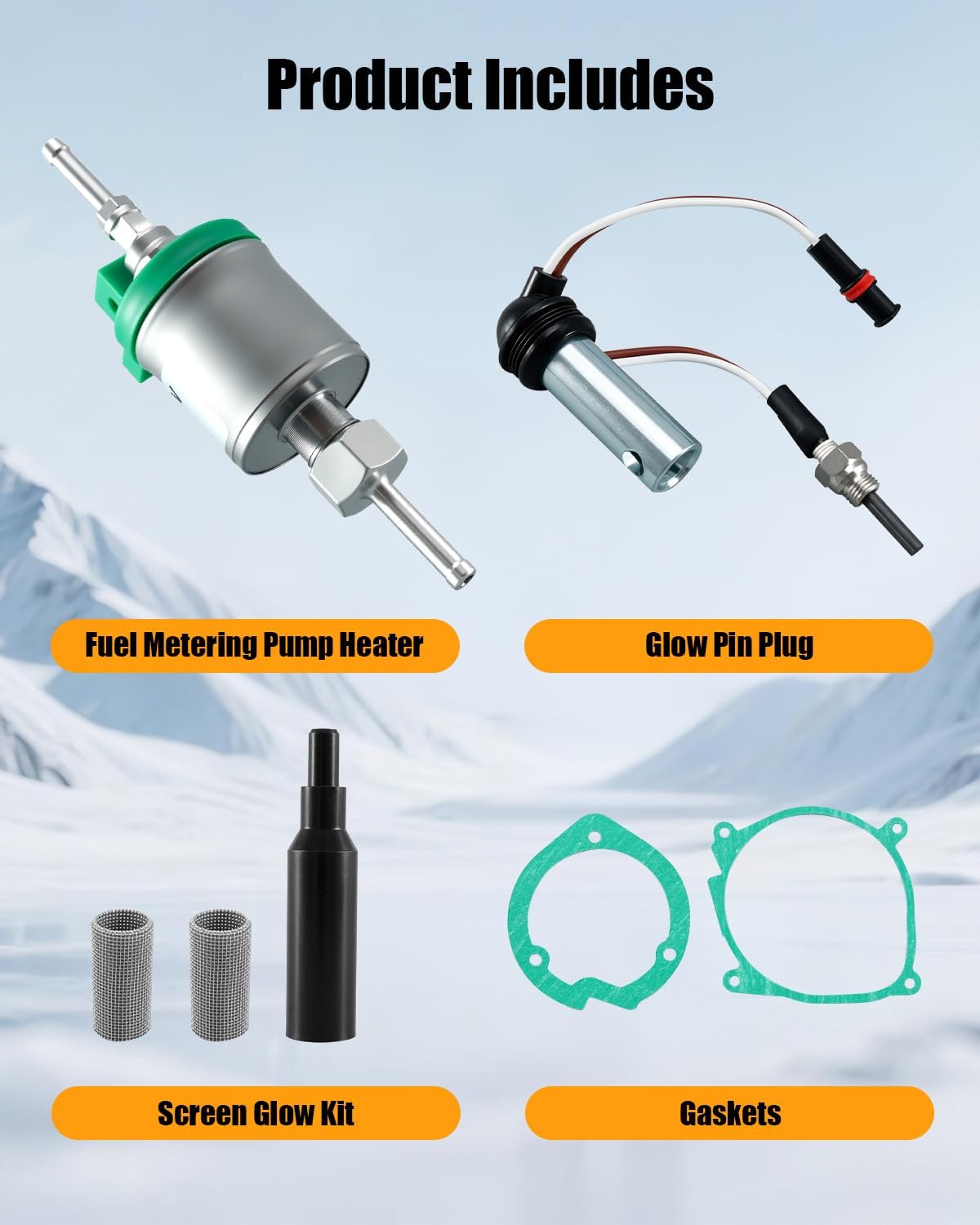 12V 2KW Glow Plug Repair Kit, Fuel Metering Pump Heater Fit for Eberspacher Espar Airtronic 2KW D2 D4 D4S Replace 22451901, Glow Plug Heater Repair Parking Heater Maintenance, Exterior Upgrade