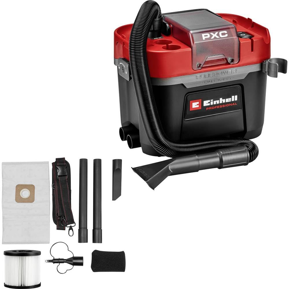 Einhell Profesjonalny bezprzewodowy odkurzacz do wody i kurzu TP-VC 18/10 Li BL L-Solo Power X-Change (18 V, silnik bezszczotkowy, zbiornik 10 l, 2 tryby ssania, filtr fałdowy i dysze, bez akumulatora