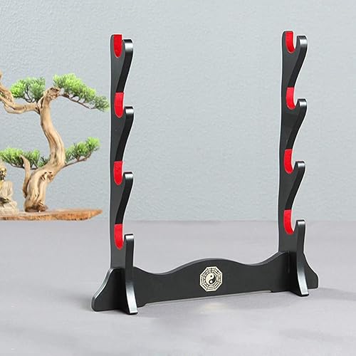 Miniatura 6 de Soporte de exhibición de espada, soporte de exhibición de madera para todas las espadas, 4 niveles