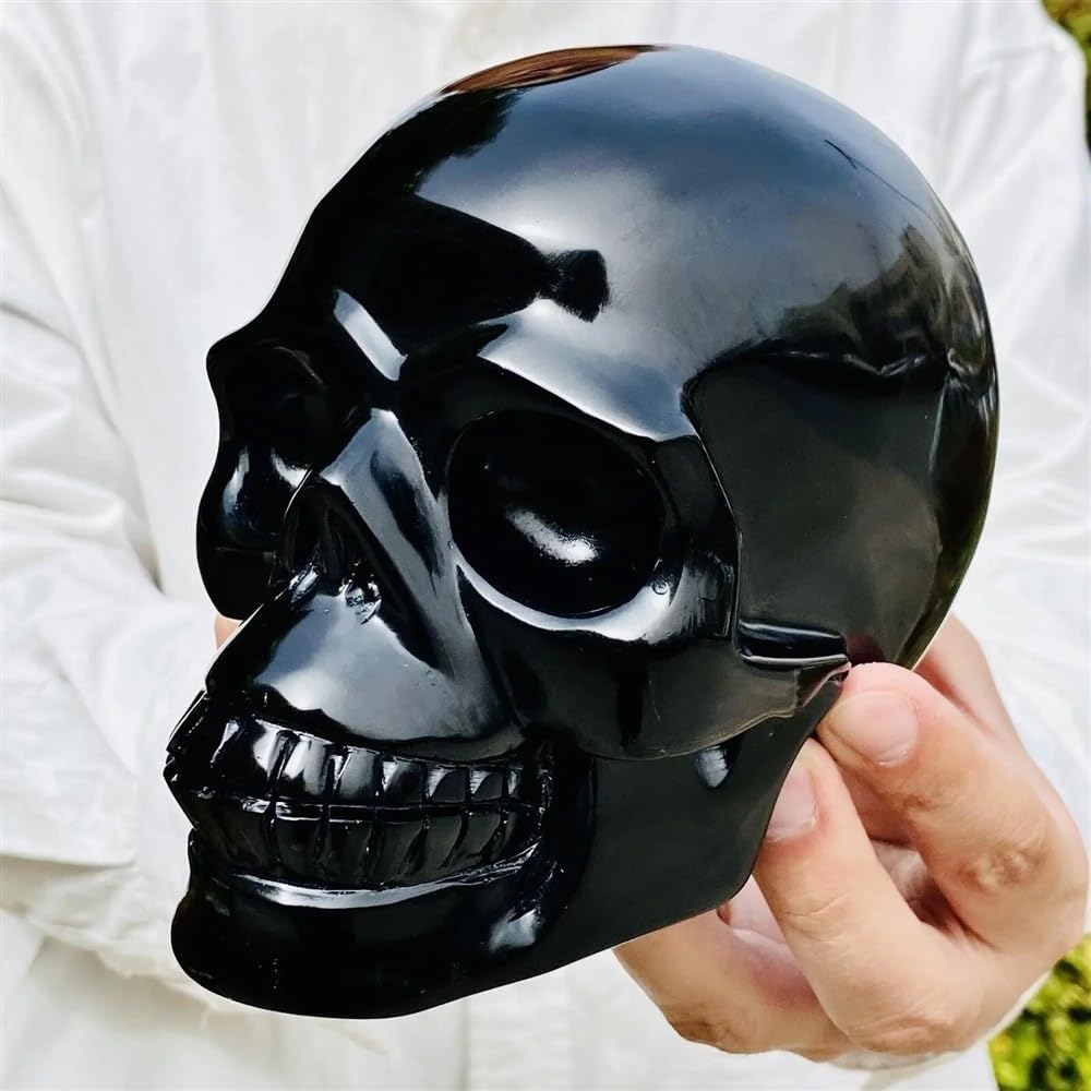 Obsidian Hand Carved Crystal Skull Home Decoration Gift Decor(200-300g)