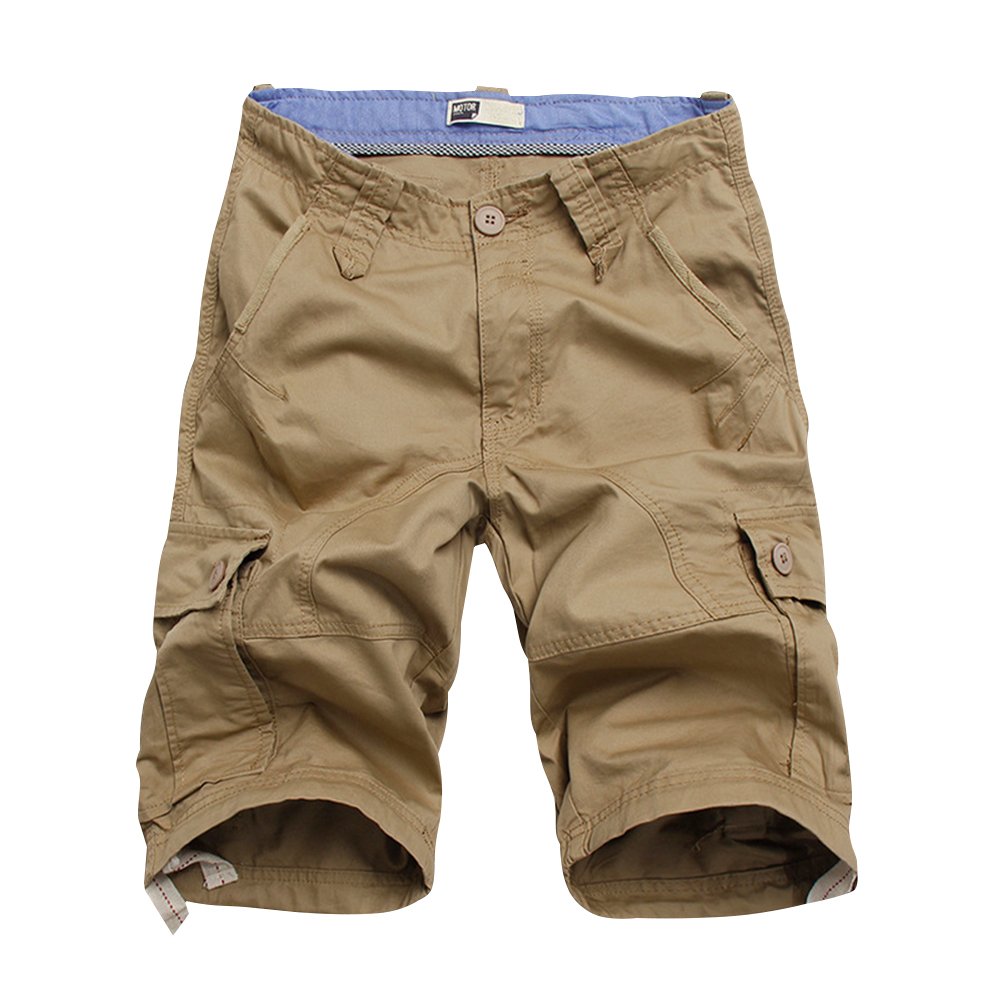 Men's Cargo Shorts for Summer Loose-fit Khaki Size W42