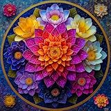 Bgraamiens Mandala Puzzle - 1000 Pieces, Beautiful Floral Water Drops Art Puzzle for Adults