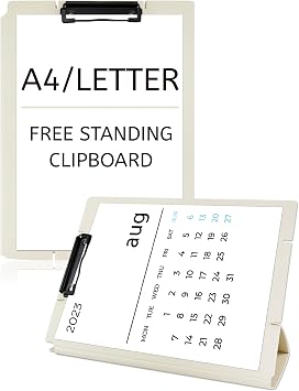 Free Standing Clipboard and Desktop Stand with Adjustable Buckles Easel Back - Foldable Stand and Document Holder for School, Office and Business Use 9.37 x 12.6 inches White