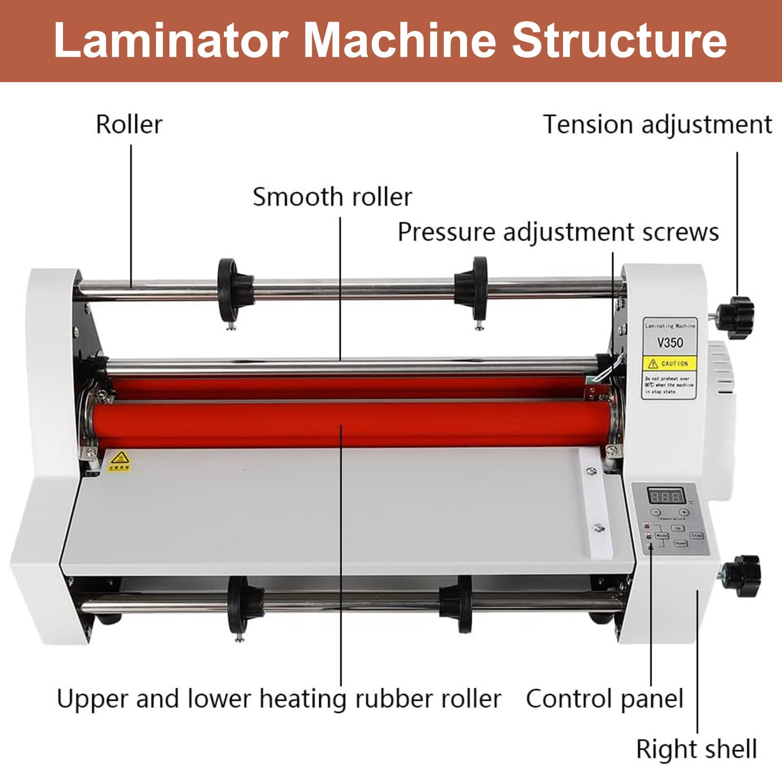 Plastificatrice A Caldo/Freddo da 350 Mm, 700 W, Plastificatrice Monofacciale/Bifacciale, Plastificatrice per Documenti, Carta E Foto per Casa, Ufficio E Scuola.