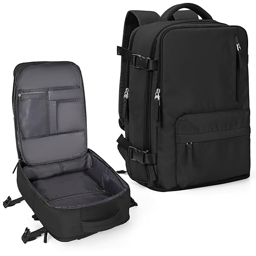 Mochila coowoz de viagem esportiva unissex, bagagem de cabine, aprovada por companhias aéreas, para notebook, A - Preto, Large