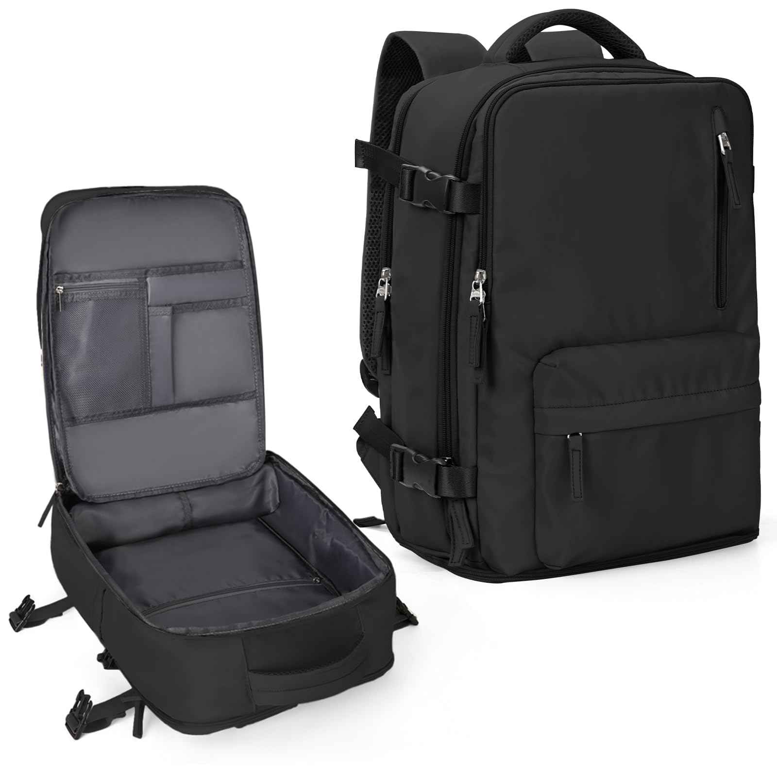 coowoz Large Travel Backpack For Women Men,Carry On Backpack,Hiking Backpack Waterproof Outdoor Sports Rucksack L A-black