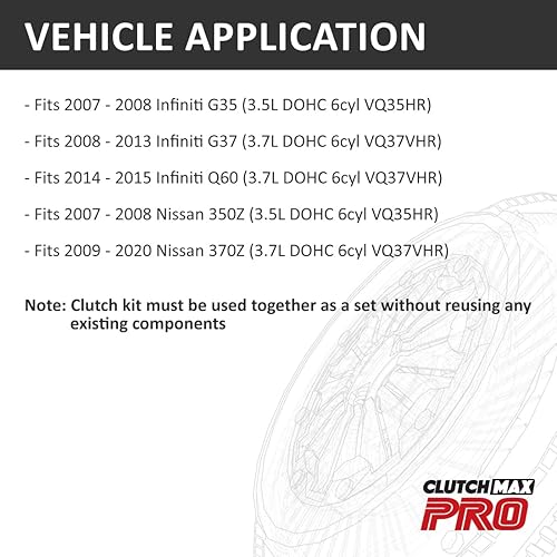 Miniatura 2 de ClutchMax PRO Performance Stage 1 Kit de embrague compatible con Infiniti G35 2008-2013 G37 2014-2015 Q60 2007 2008 Nissan 350Z 2009-2020 370Z