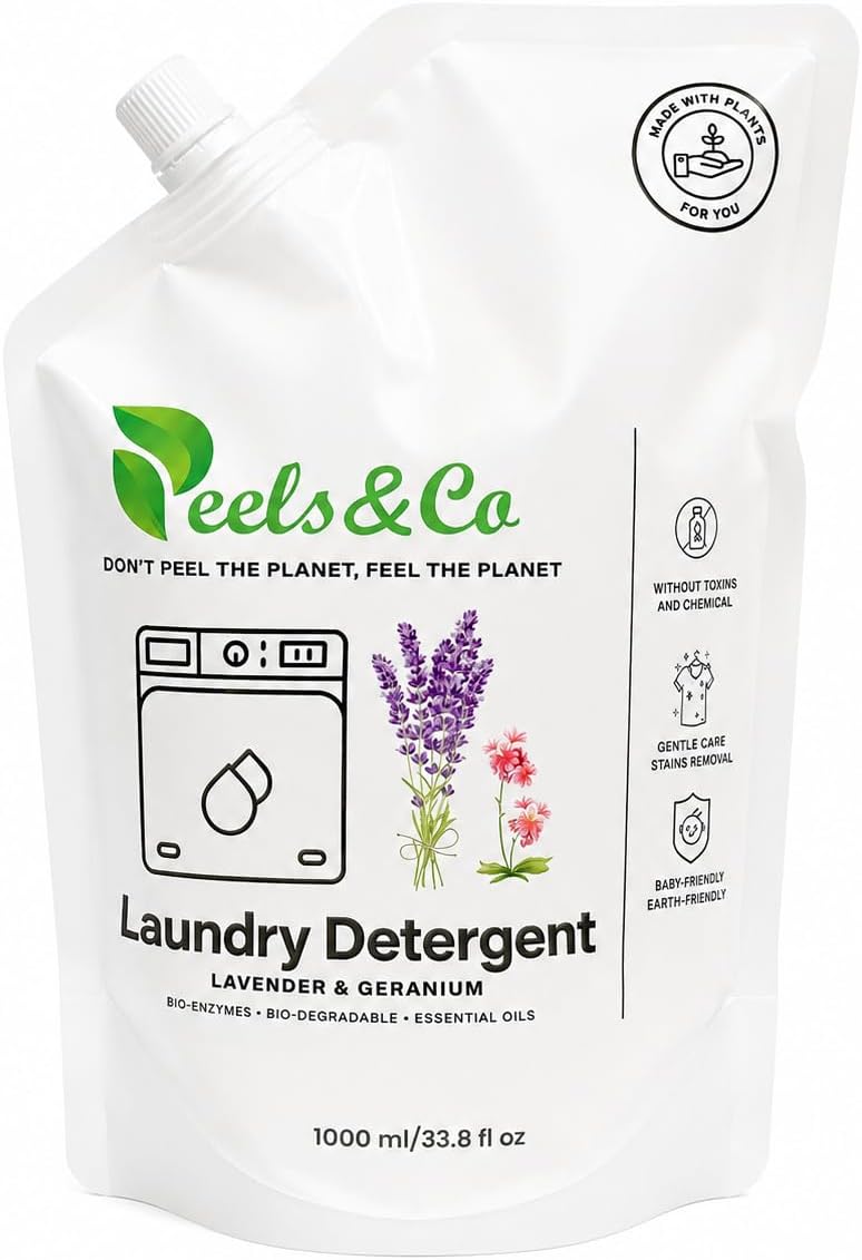 Pack of 1 Natural Laundry Liquid Detergent | Germ Kill Enzymes Non Toxic Eco Friendly | Tough on Stains Odour | Colour Safe Fabric Care | Suitable for Front Top Load Washing Machines