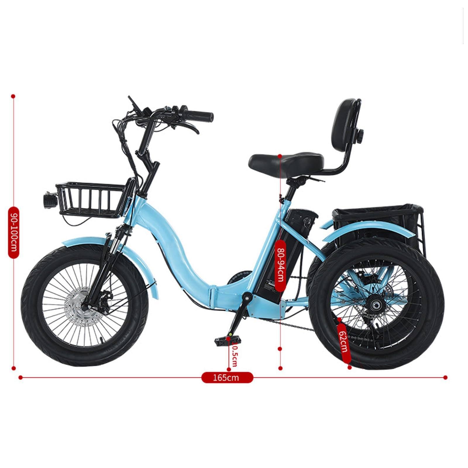 Triciclo Elettrico per Adulti, Trike Elettrico Pieghevole Da 18 Pollici Con Grande Cestino E Blocco Di Sicurezza, Leggero E Portatile, Per Viaggi E Acquisti per Anziani Green