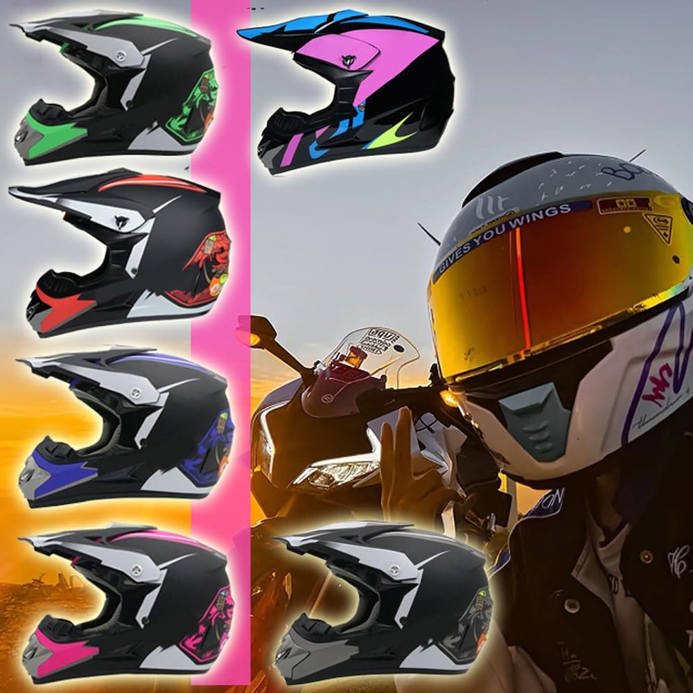 Casque De Motocross VTT, Avec Lunettes, Masque, Gants, Casque De