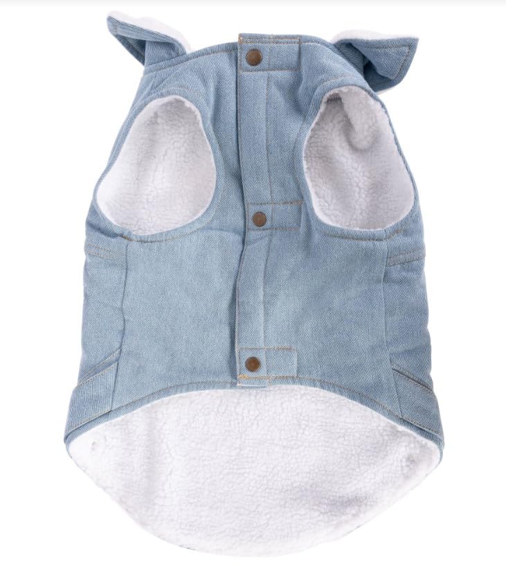 Wrangler Denim Hundejacke Mit Sherpa-Futter – Light Wash, Größe L, Maschinenwaschbar