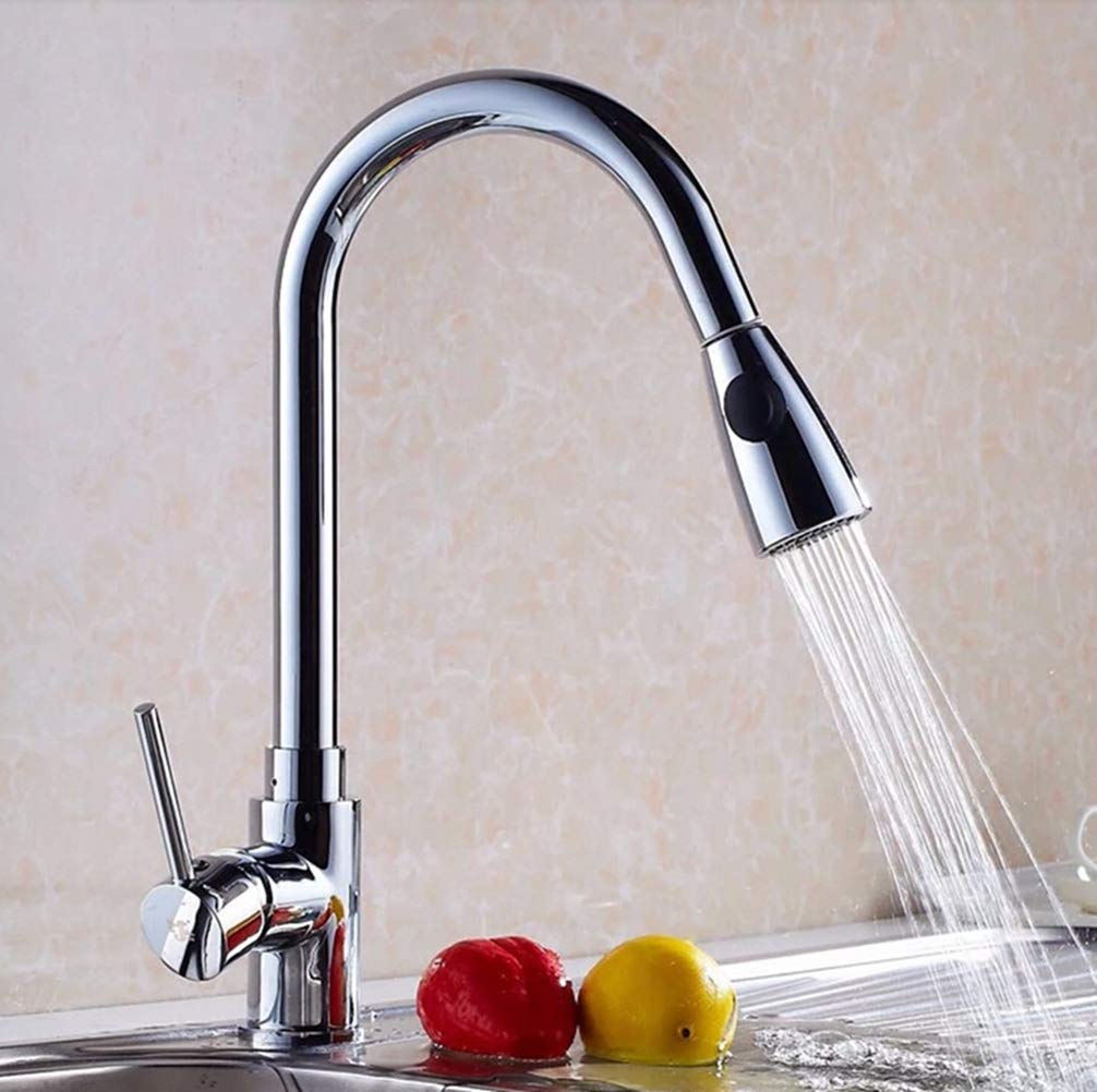 Kitchen Tap Pull Out Faucet Chrome Swivel Sink Mixer Vanity Cozinha