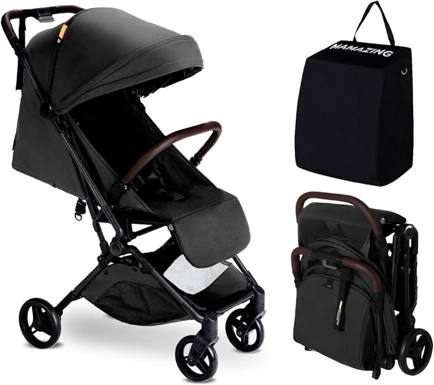 MAMAZING Ultra Air Lightweight Baby Travel Stroller with Carbon Fiber Frame, Compact & Airplane-Friendly, One-Handed Fold, 11.6 lbs, Perfect for Toddlers, Jet