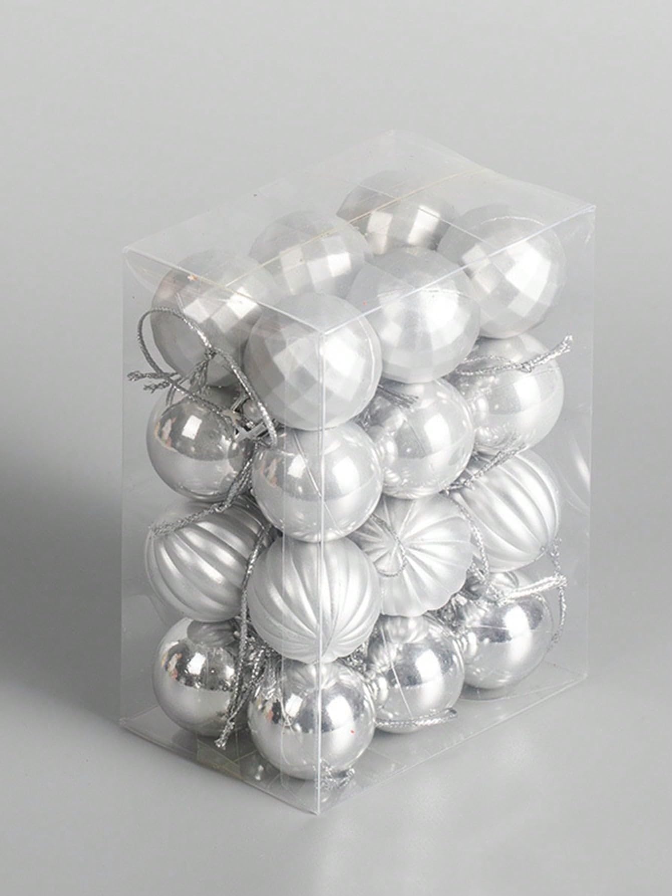 24Pcs Christmas Decor Baubles Hanging Ornaments (Silver 3cm) -Shatterproof Holiday Tree Decorations with Glitter and Shine for Christmas, Home, and Party Décor