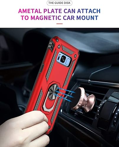 Miniatura 4 de Dishibei Funda de grado militar para Samsung Galaxy S8 Plus de 6.2 pulgadas, 360 pulgadas, anillo giratorio de metal con soporte de soporte,