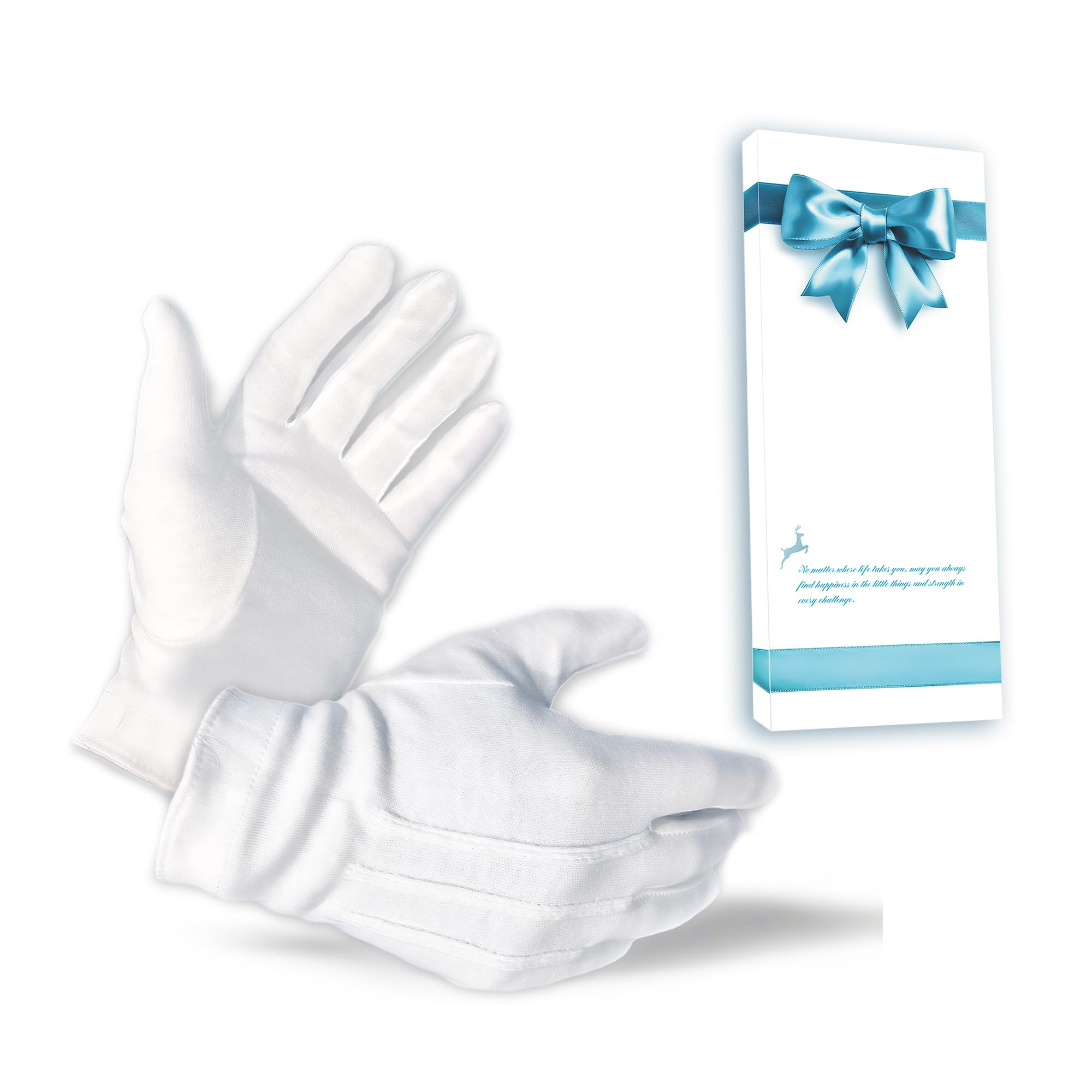 Size Large 100% Cotton White Marching Band Parade Formal Attire Costume Gloves For Men