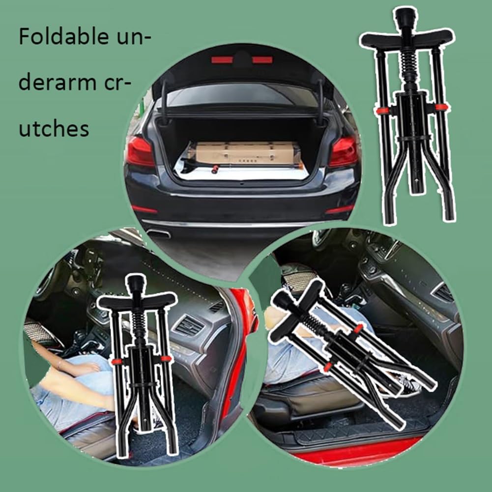 Muletas Plegables for Axilas (X2) con Amortiguador de Muelle, Muletas Ligeras Portátiles de Aluminio for Viajar