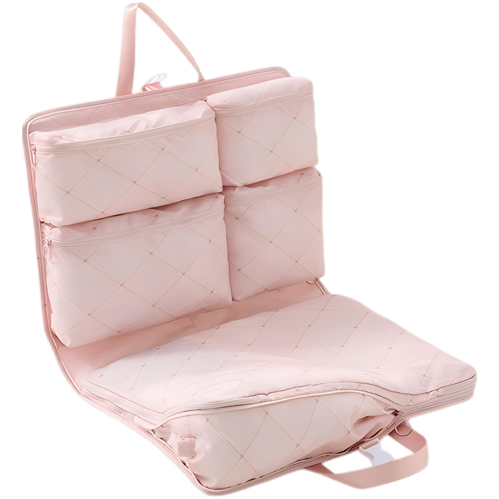 Packing Cubes für Koffer, 29,3 x 17,7 Zoll Reise-Organizer mit 6 Fächern, faltbarer Reise-Organizer mit Aufhängung für 5 bis 7 Tage, Kleidungstasche für 20 Zoll Koffer, Rosa