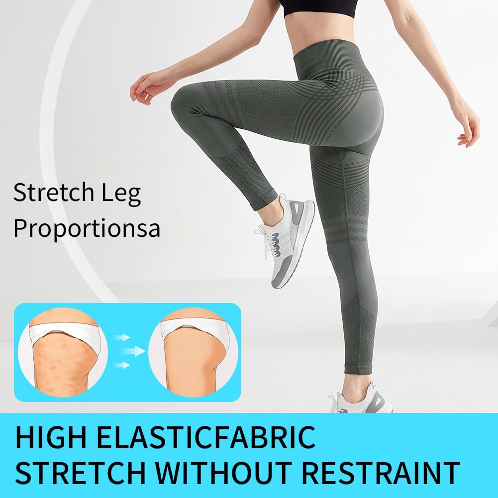 Aolso Legginsy kompresyjne 3D damskie, legginsy antycellulitowe 3D, trening, podnoszące pośladki, wysoka talia, kontrola brzucha, bezszwowe legginsy dla kobiet, do biegania, sportu, treningu, jogi