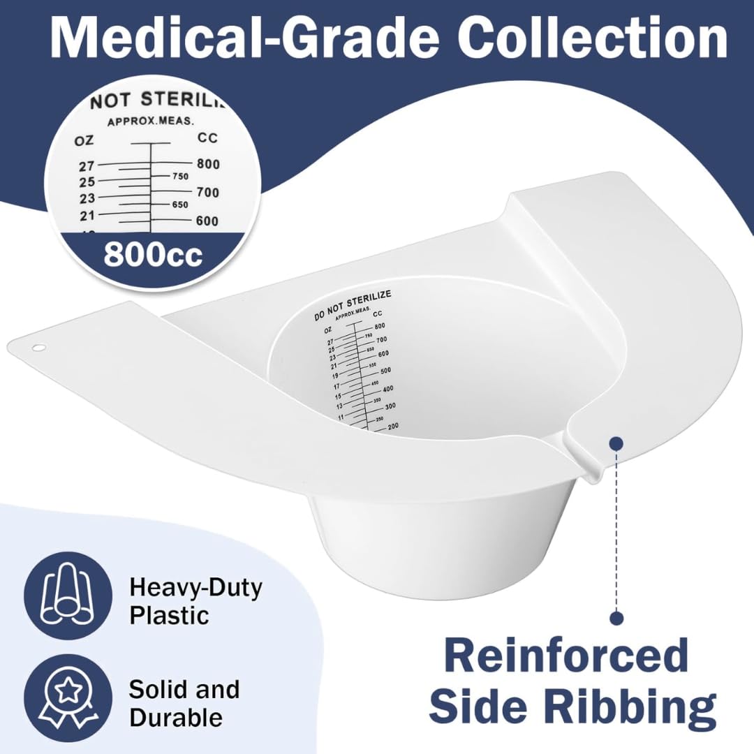 Contenitore per campioni – Cappello riutilizzabile per raccolta di urine, 800 ml, graduato, con beccuccio per WC, sgabello e raccolta di campioni di vomito, contenitore per campioni medici (1 pz)
