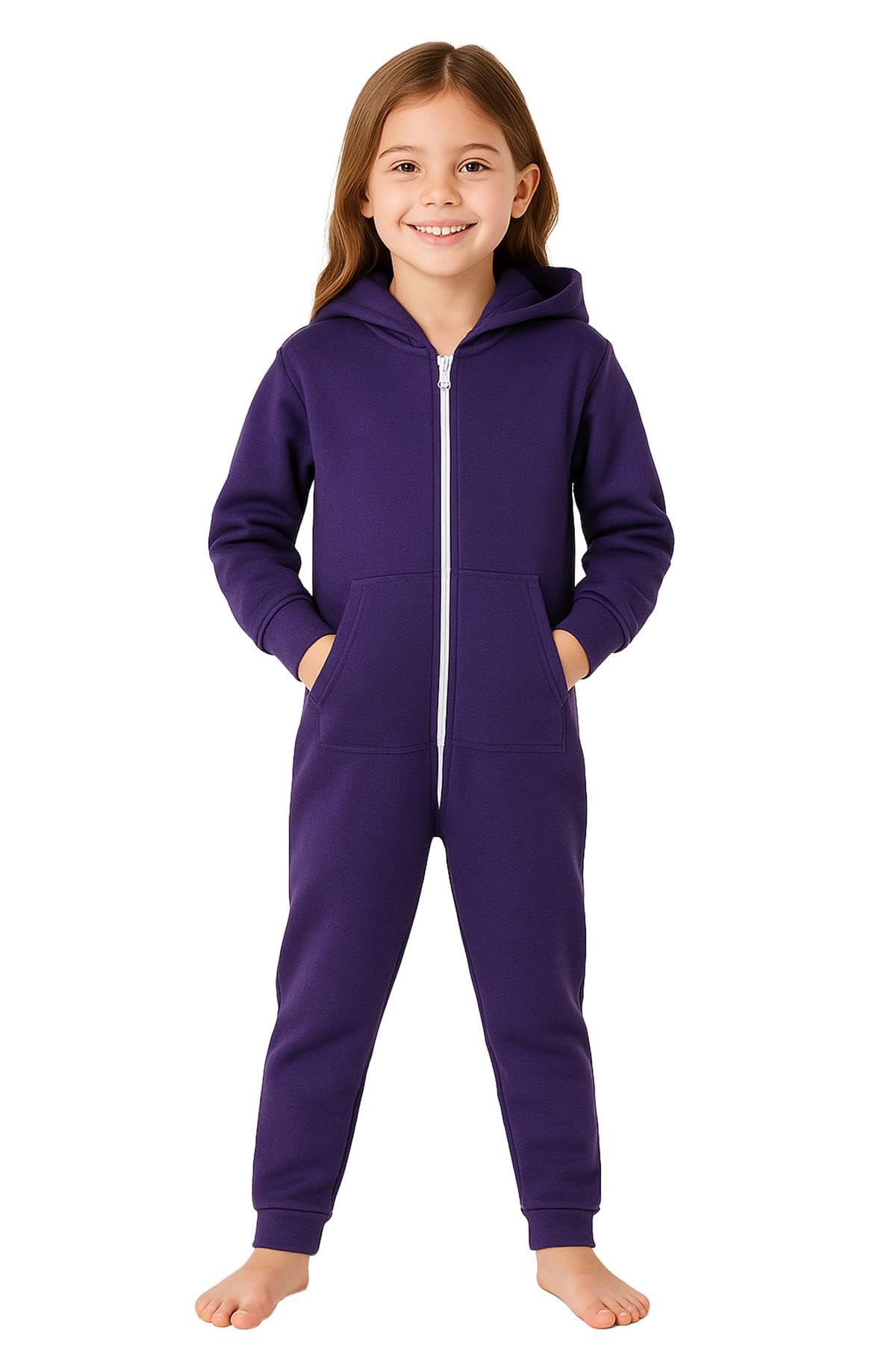 A2z 4 Kids Girls Purple Plain Boys Camouflage Onesie One Piece Super Soft - Onesie 3-4