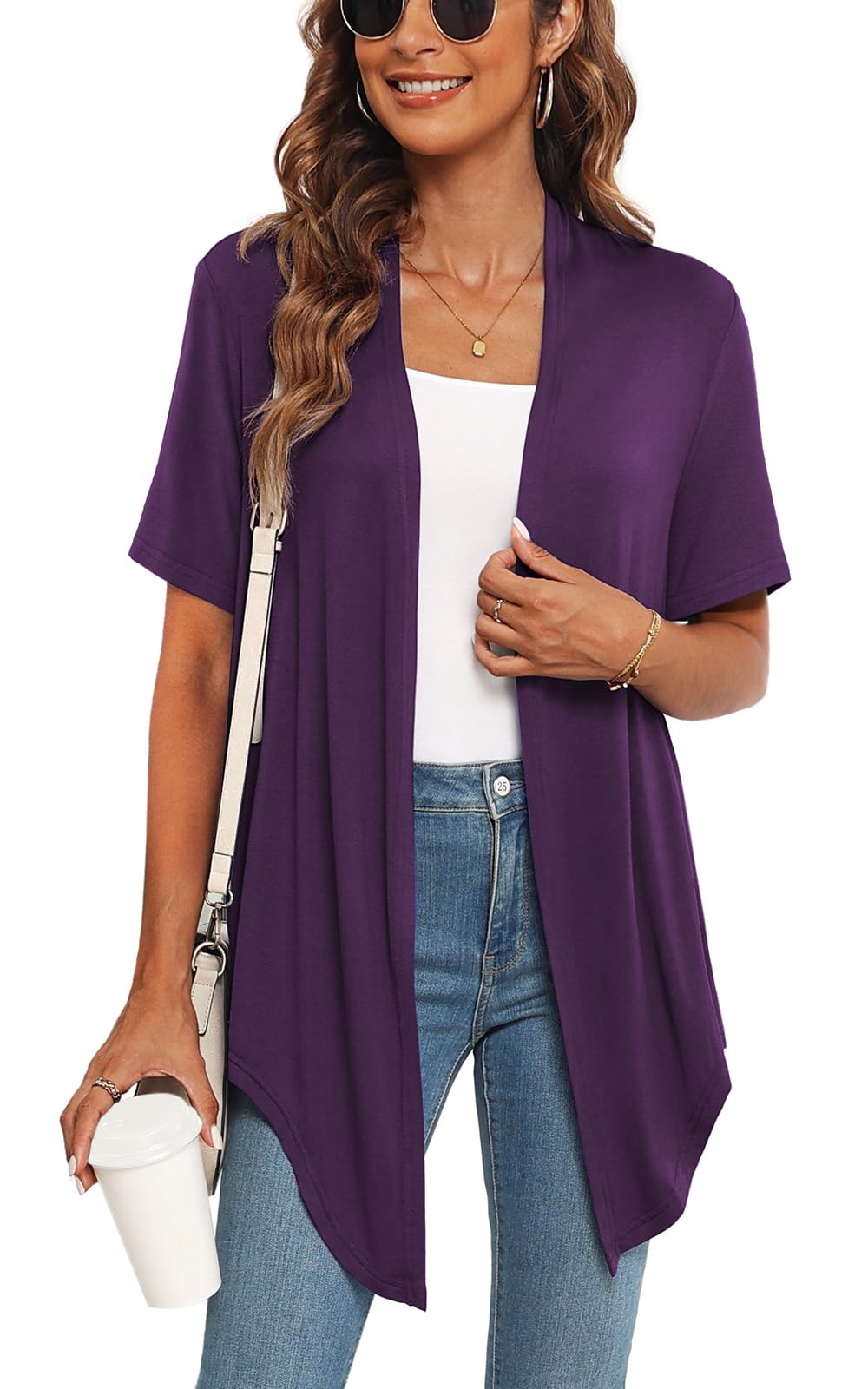 Veryoung Women's 2026 Casual Short Sleeve Cardigan Front Tie Lightweight Summer Casual Open Front Cardigans