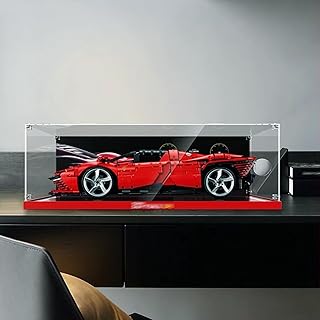 AZIZAT Acrylic Display Case Clear Show Box.Display Box for Lego 42143 Ferrari Daytona SP3 Building Block Model. (Only Storage Box,3mm) (Background version)