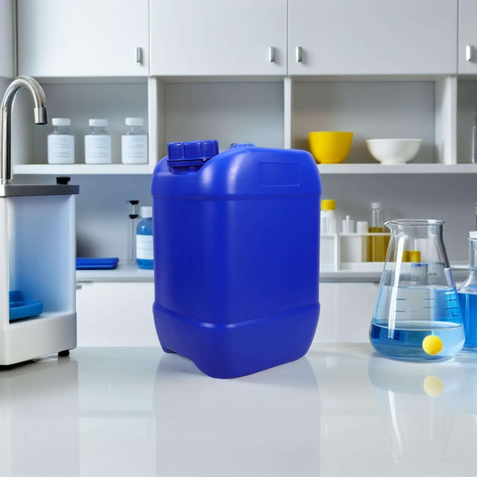 2stücke Kunststoff Wasserkanister mit Deckel und Skala Auslaufsicherer Chemikalienbehälter Stapelbarer Flüssigkeitskanister für Camping und Lagerung