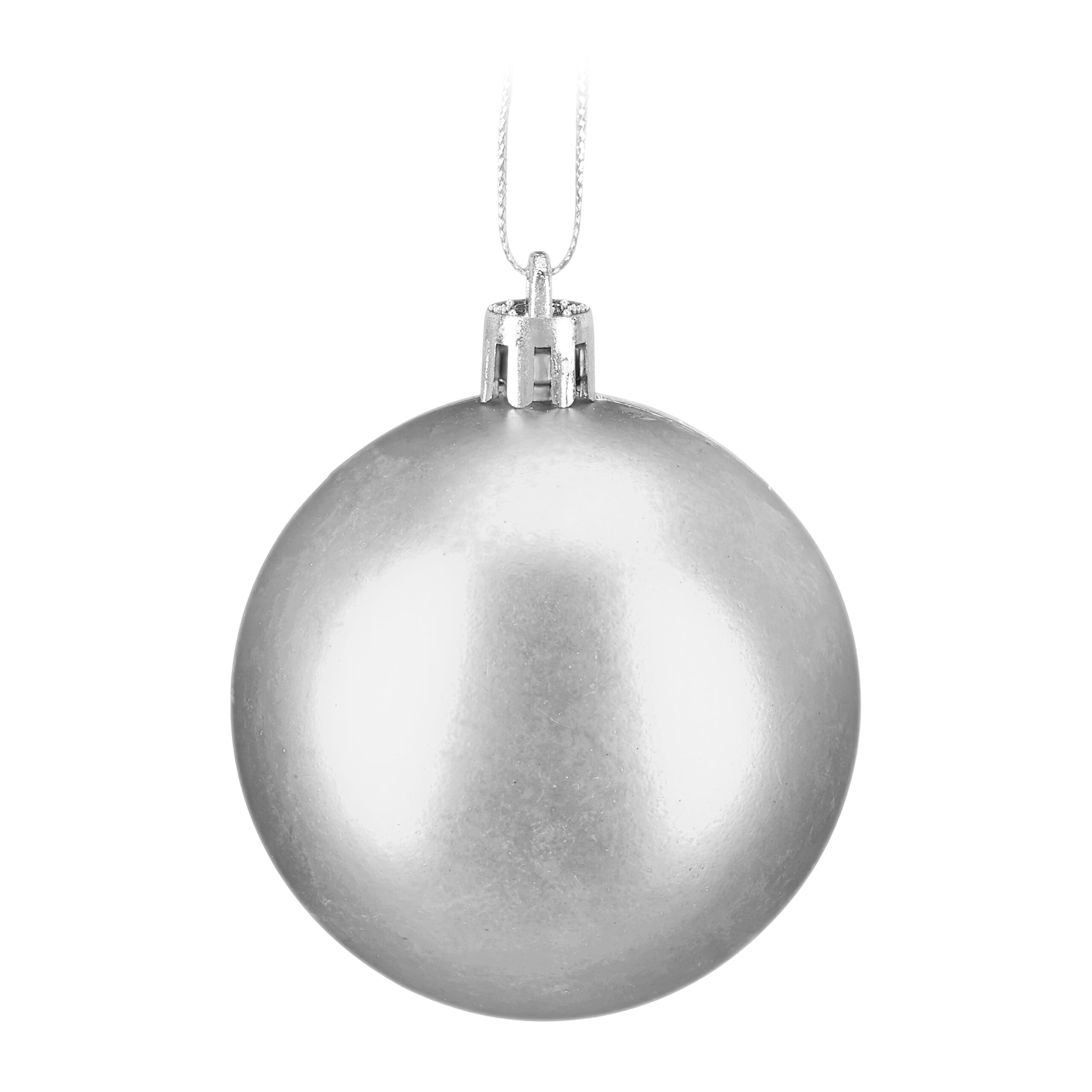 Relaxdays 150x Boules de Noël, Paillettes, Mates, Brillantes, déco Sapin, Plastique, diamètre 3, 4 et 6 cm, argentées