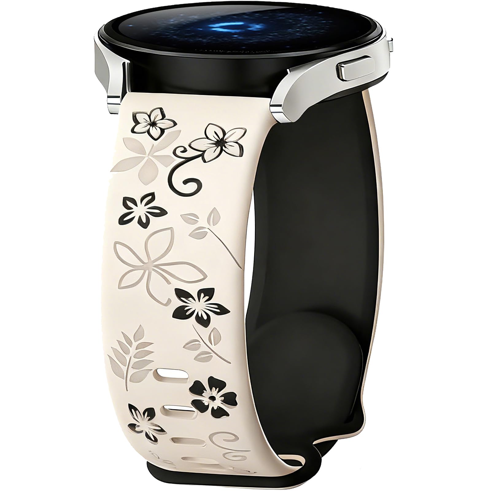 Flower - Correa de repuesto para Amazfit Bip 6/5 Unity/Pace, Stratos 3/2/2S, 22 mm, correa de silicona para Amazfit GTR 47 mm/GTR 4/3/3Pro/2/Helio, Balance 2 46 mm