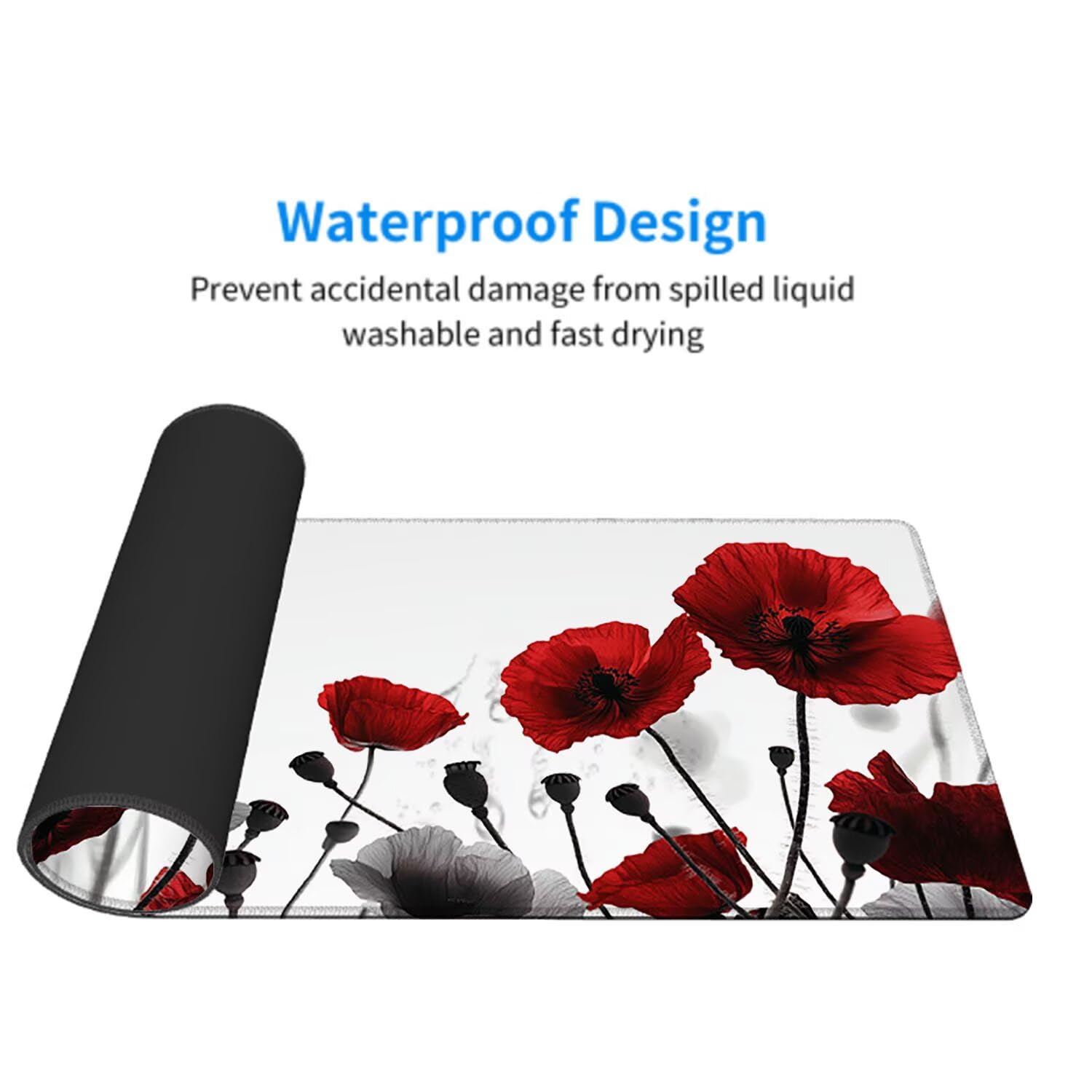 Biała podkładka pod mysz pod mysz pod mysz do gier XXL 1400 x 600 x 3 mm podkładka pod mysz gumowa kwiat duża podkładka pod rękę dla graczy akcesoria wodoodporne PC, do klawiatury laptopa w-10764