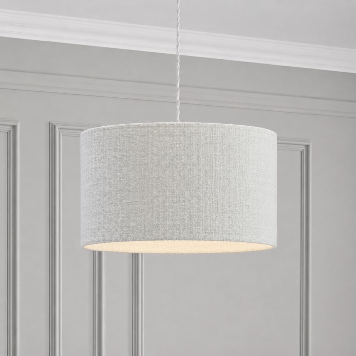 Cgc Lighting Unisex White Messina Luxury Detailed Cotton Drum Lampshade | Size: 12 Inches