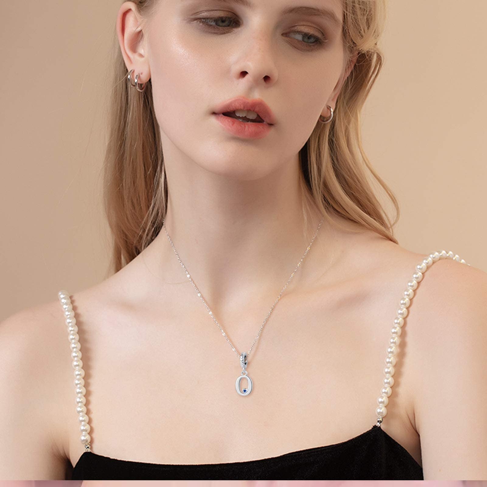 QeenseKc Lucky Number 1 2 3 4 5 6 7 8 9 Charm Initial Heart CZ Dangle Bead for Pandora Charm Bracelet