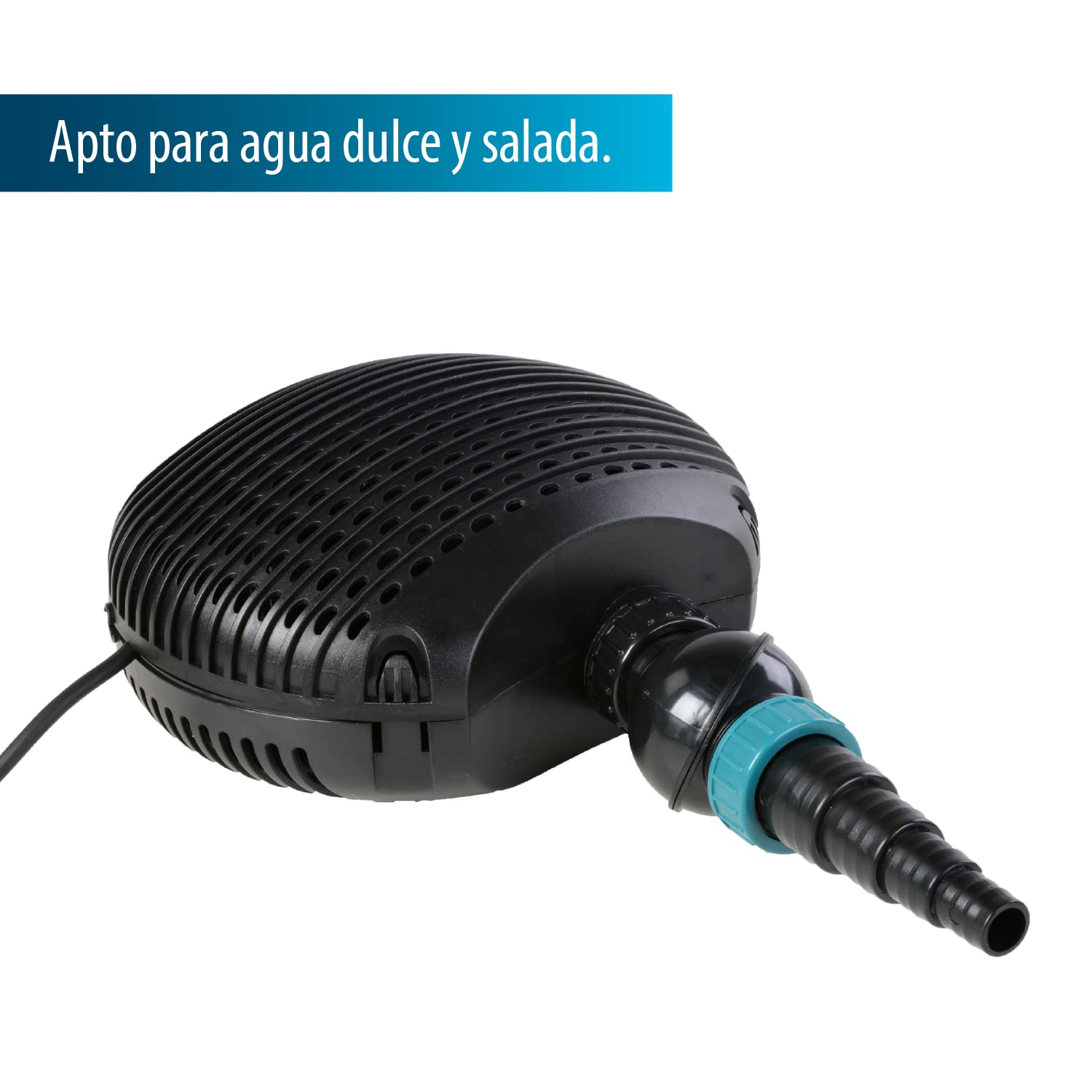 Bomba de filtro/estanque AquaForte EC-6500 6,5 m³/h, altura de impulsión 3,5m, 38Watt, Negro | adecuado para agua dulce y salada | adecuado para arroyos, cascadas, fuentes, filtros, etc.