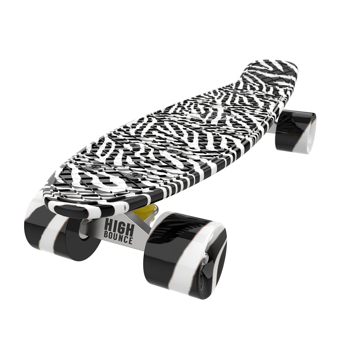 High Bounce Skateboard 22-inch Complete - Retro Mini Cruiser for Kids Boys Girls, ABEC 7 Bearings and PU Wheels