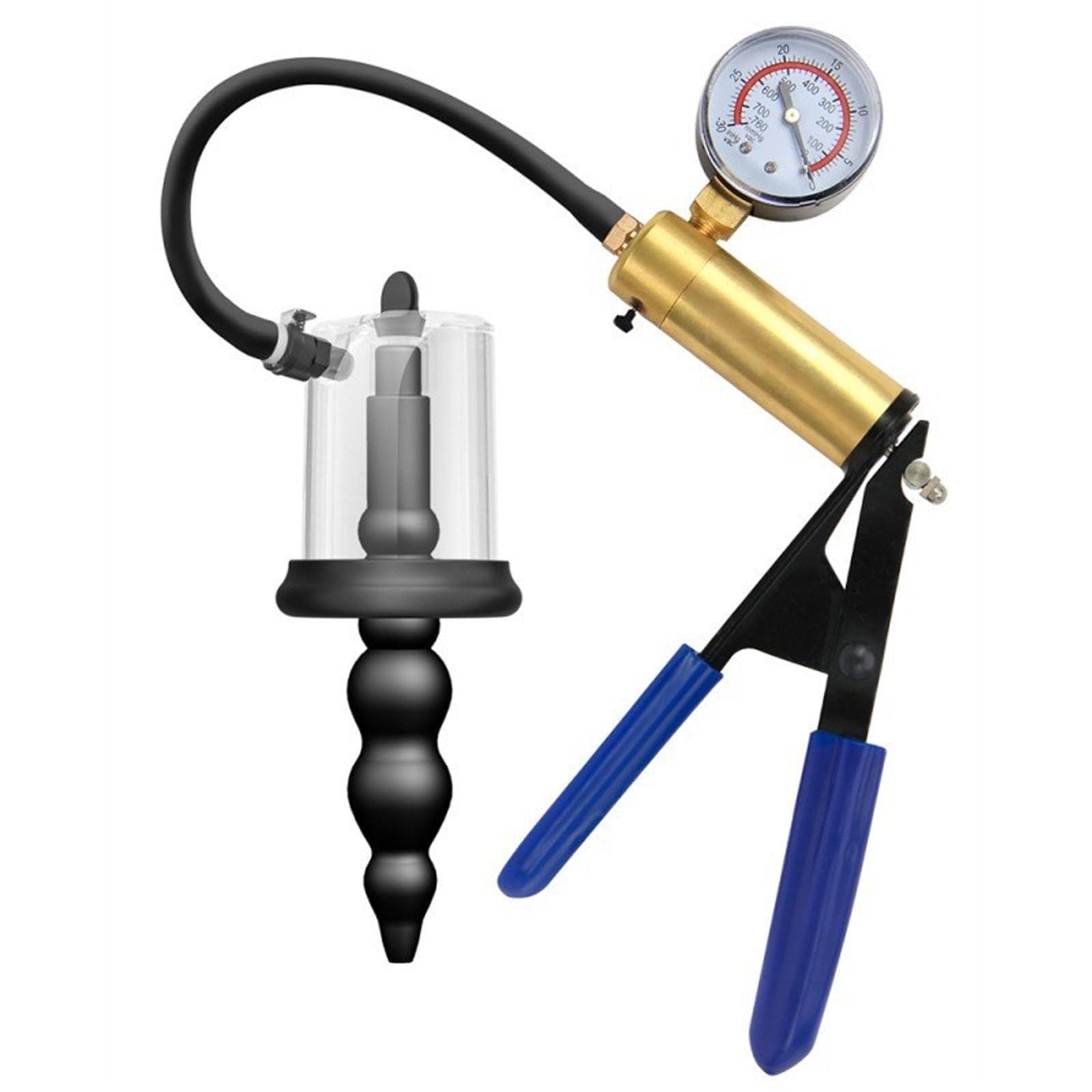 AMAZBEE Plug Dilatador Anal de Vacío con Manómetro - Plug Anal en Espiral con Bomba de Succión para Entrenamiento y Expansión - 3 Variantes Disponibles (A)