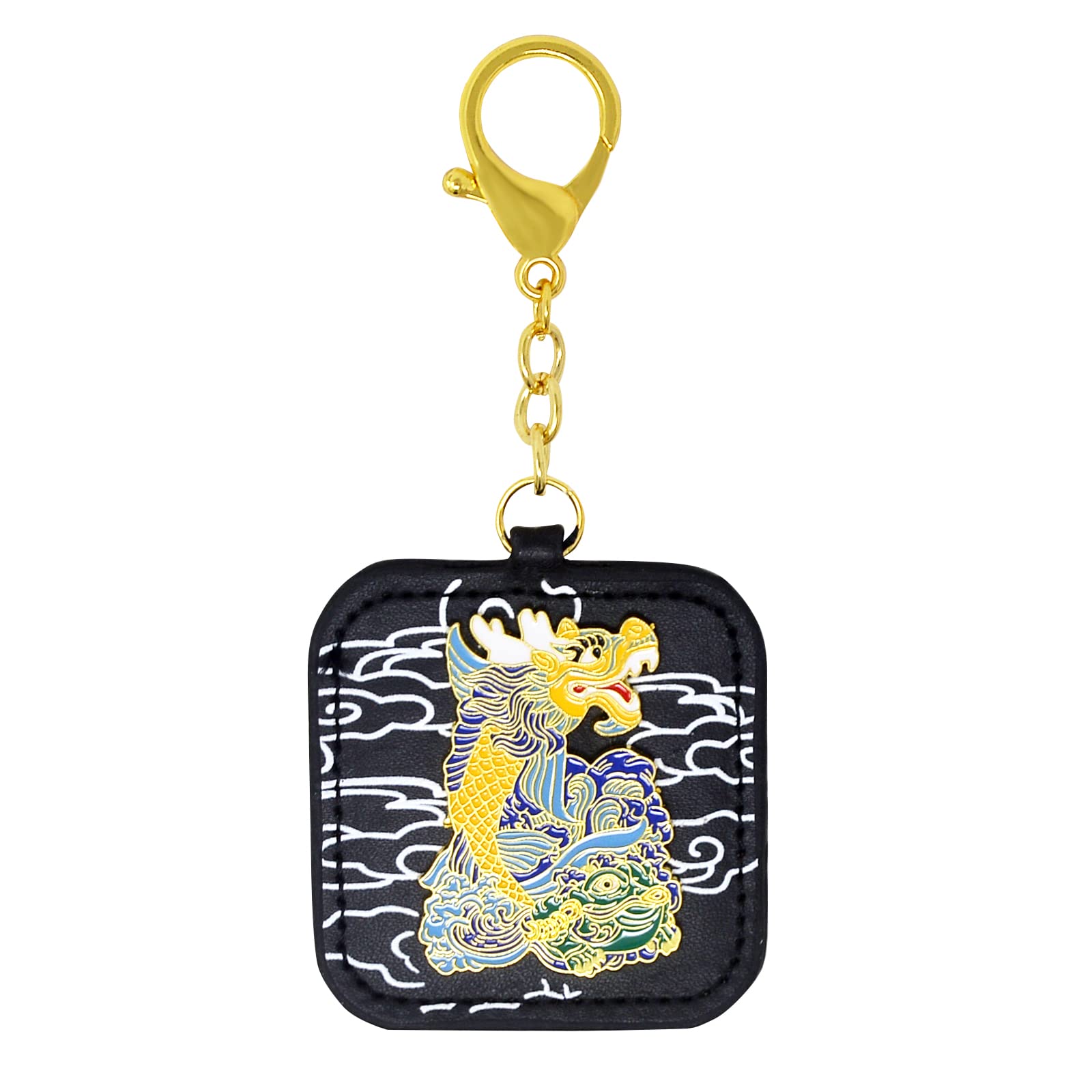 Juanxian Unisex Navy Fengshui Dragon Carp With 3-Legged Toad Amulet Keychain W5030