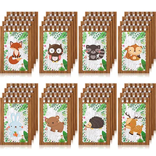 Clabby 32 Pcs Mini Carnets pour Enfants Faveur de Fête des Bois, Mini Bloc-Notes Animaux des Bois Cahier à Spirale Animaux de Forêt Décor Lapin Écureuil Raton Laveur Hibou (Style Mignon)