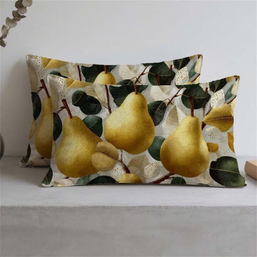 Taie d'oreiller 60x80 lin jaune double face style maison chic